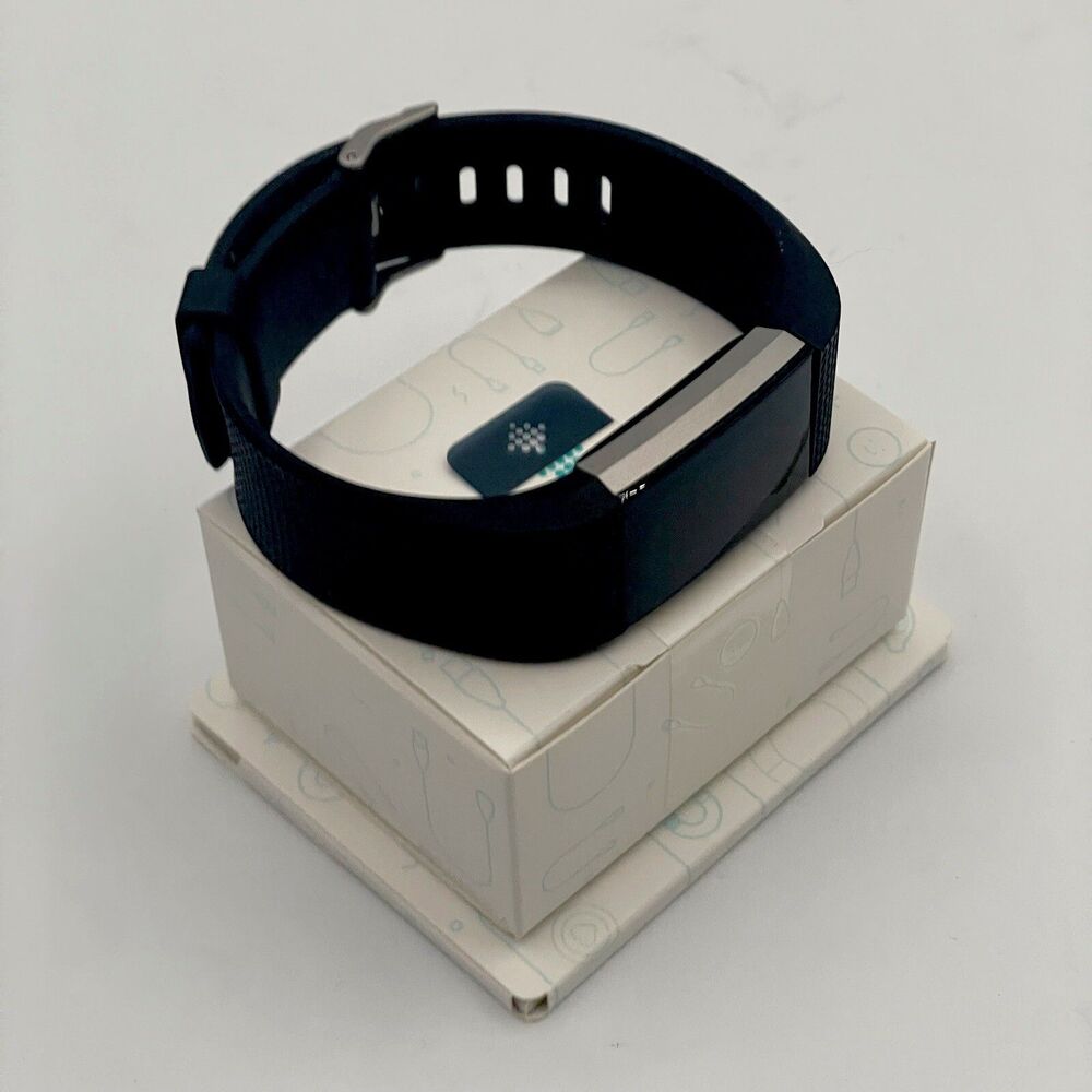 Fitbit Large Charge 2 FB407SBKL Fitness Tracker Black Silver FOR PARTS REPAIR - Picture 7 of 9